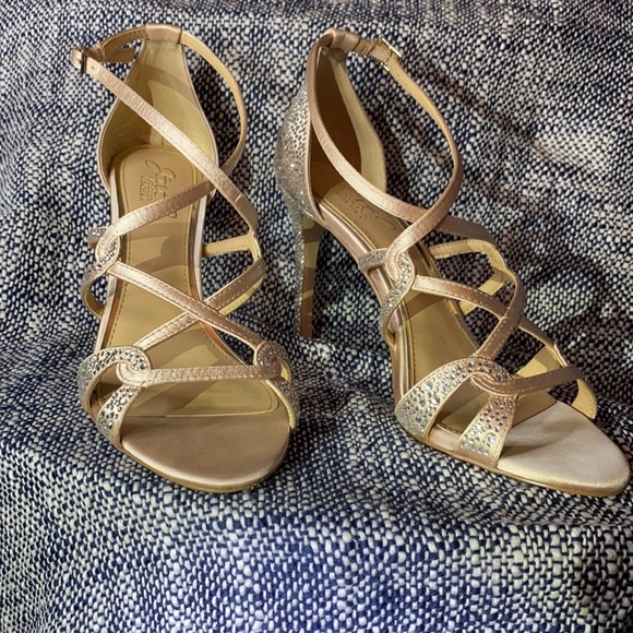 Badgley Mischka Rhinestone Dress Heels - Picture 1 of 4